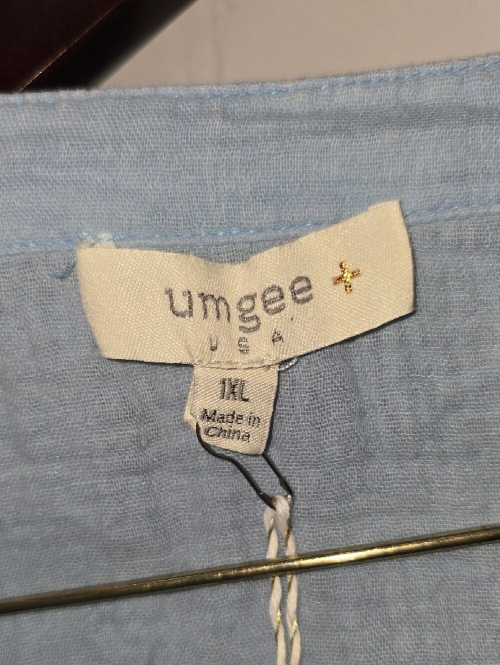 Umgee Light Denim Mineral Wash Gauze Cotton Lagenlook Tunic Boho Coastal NWT - Picture 3 of 16